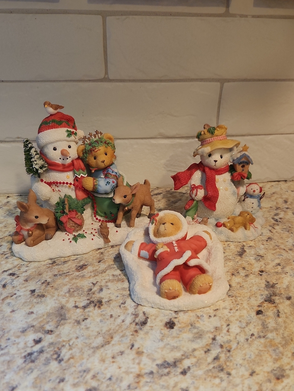 Vintage Cherished Teddies Winter/Christmas Collection Set Of 3